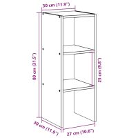 vidaXL Bokhylla stapelbar vit 30x30x80 cm konstruerat trä - Bild 9