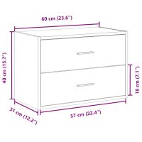 vidaXL Skåp med 2 lådor sonoma-ek 60x31x40 cm konstruerat trä - Bild 10