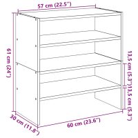 vidaXL Skohyllor 2 st stapelbara sonoma-ek 60x30x30,5 cm - Bild 9