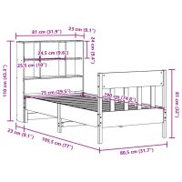 vidaXL Sängram utan madrass vaxbrun 75x190 cm massiv furu - Bild 12