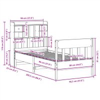 vidaXL Sängram utan madrass vaxad brun 90x200 cm massiv furu - Bild 11