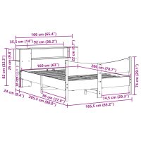 vidaXL Sängram utan madrass vaxbrun 160x200 cm massiv furu - Bild 11