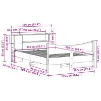 vidaXL Sängram utan madrass vit 150x200 cm massiv furu - Bild 11