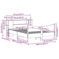 vidaXL Sängram utan madrass 135x190 cm massiv furu - Bild 11