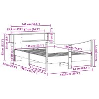 vidaXL Sängram utan madrass vit 135x190 cm massiv furu - Bild 11