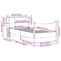 vidaXL Sängram utan madrass vaxad brun 90x200 cm massiv furu - Bild 11