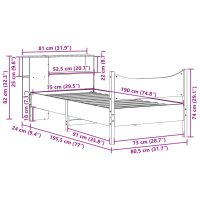 vidaXL Sängram utan madrass vaxbrun 75x190 cm massiv furu - Bild 11