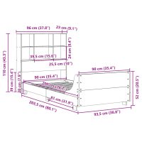 vidaXL Sängram utan madrass vaxad brun 90x200 cm massiv furu - Bild 12