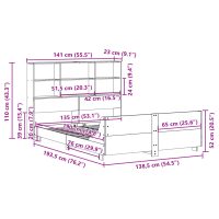 vidaXL Sängram utan madrass 135x190 cm massiv furu - Bild 12