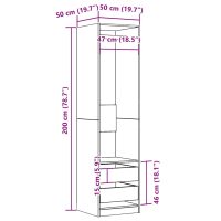 vidaXL Garderob åldrat trä 50x50x200 cm konstruerat trä - Bild 10