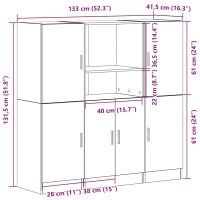 vidaXL Köksskåp set 3 delar sonoma-ek konstruerat trä - Bild 12