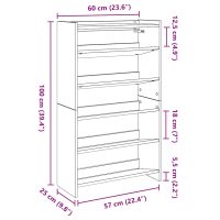 vidaXL Skohylla vit 60x25x100 cm konstruerat trä - Bild 9