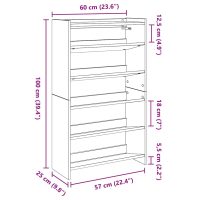 vidaXL Skohylla svart 60x25x100 cm konstruerat trä - Bild 9