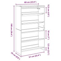 vidaXL Skohylla åldrat trä 60x25x100 cm konstruerat trä - Bild 9