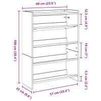 vidaXL Skohylla vit 80x25x61,5 cm konstruerat trä - Bild 9