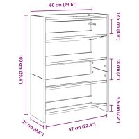 vidaXL Skohylla åldrat trä 80x25x61,5 cm konstruerat trä - Bild 9