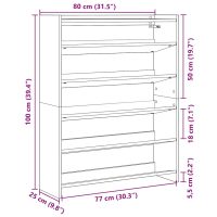 vidaXL Skohylla vit 80x25x100 cm konstruerat trä - Bild 9