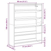 vidaXL Skohylla sonoma-ek 80x25x100 cm konstruerat trä - Bild 9