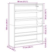 vidaXL Skohylla ek 80x25x100 cm konstruerat trä - Bild 9