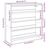 vidaXL Skoställ brun ek 80x25x81 cm konstruerat trä - Bild 9