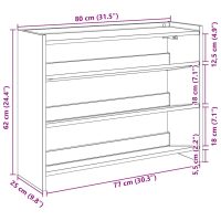 vidaXL Skohylla vit 80x25x61,5 cm konstruerat trä - Bild 9