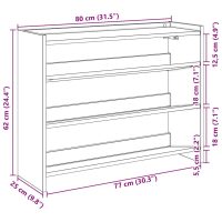 vidaXL Skoställ brun ek 80x25x61,5 cm konstruerat trä - Bild 9