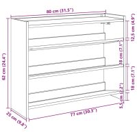 vidaXL Skohylla åldrat trä 80x25x61,5 cm konstruerat trä - Bild 9