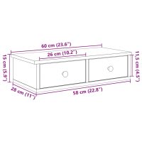 vidaXL Vägghylla med lådor vit 60x25x15 cm konstruerat trä - Bild 11