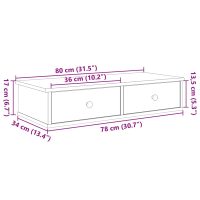 vidaXL Vägghylla med lådor sonoma-ek 80x31x17 cm konstruerat trä - Bild 11