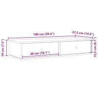 vidaXL Vägghylla med lådor betonggrå 100x37,5x19 cm konstruerat trä - Bild 11