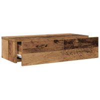 vidaXL Vägghylla med lådor åldrat trä 60x26,5x15 cm konstruerat trä - Bild 9