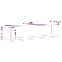 vidaXL Vägghyllor 2 st rökfärgad ek 75x16,5x16,5 cm konstruerat trä - Bild 11