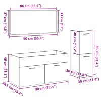 vidaXL Badrumsmöbler set 3 delar sonoma-ek konstruerat trä - Bild 12