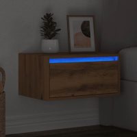 vidaXL Väggmonterat sängbord med LED-lampor artisan ek - Bild 5