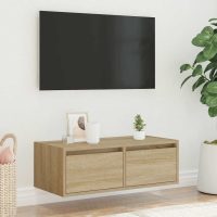 vidaXL Tv-bänk med LED-belysning sonoma ek 75x35,5x25 cm - Bild 4