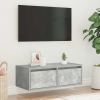 vidaXL Tv-bänk med LED-belysning betonggrå 75x35,5x25 cm - Bild 4