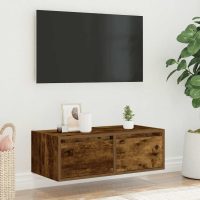 vidaXL Tv-bänk med LED-belysning rökfärgad ek 75x35,5x25 cm - Bild 4