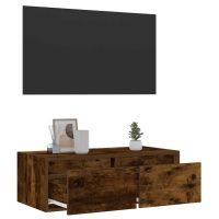 vidaXL Tv-bänk med LED-belysning rökfärgad ek 75x35,5x25 cm - Bild 5