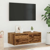 vidaXL Tv-bänk med LED-belysning åldrat trä 75x35,5x25 cm - Bild 4