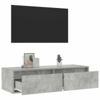 vidaXL Tv-bänk med LED-belysning betonggrå 100X35,5x25 cm - Bild 5