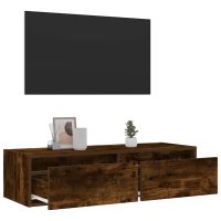 vidaXL Tv-bänk med LED-belysning rökfärgad ek 100X35,5x25 cm - Bild 5