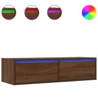 vidaXL Tv-bänk med LED-belysning brun ek 100X35,5x25 cm - Bild 2