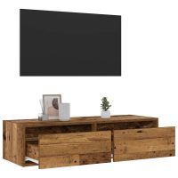 vidaXL Tv-bänk med LED-belysning åldrat trä 100X35,5x25 cm - Bild 5