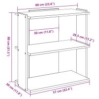 vidaXL Bokhylla 3 hyllplan sonoma-ek 60x30x80 cm konstruerat trä - Bild 9