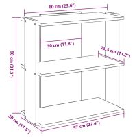 vidaXL Bokhylla 3 hyllplan rökfärgad ek 60x30x80 cm konstruerat trä - Bild 9