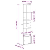 vidaXL Bokhylla rökfärgad ek 31x24x127 cm konstruerat trä - Bild 10