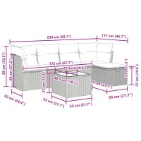 vidaXL Soffgrupp för trädgården med dynor 6 delar beige konstrotting - Bild 12
