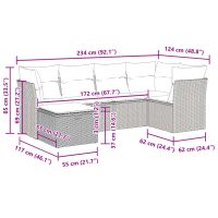 vidaXL Soffgrupp för trädgården med dynor 6 delar beige konstrotting - Bild 11