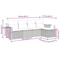 vidaXL Soffgrupp för trädgården med dynor 5 delar beige konstrotting - Bild 12