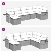 vidaXL Trädgårdssoffset med dynor 7 delar brun konstrotting - Bild 11